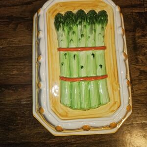 1980s TASTESETTER SIGMA Wall Decor Gelatin Mold ASPARAGUS Ceramic Kitchen JAPAN